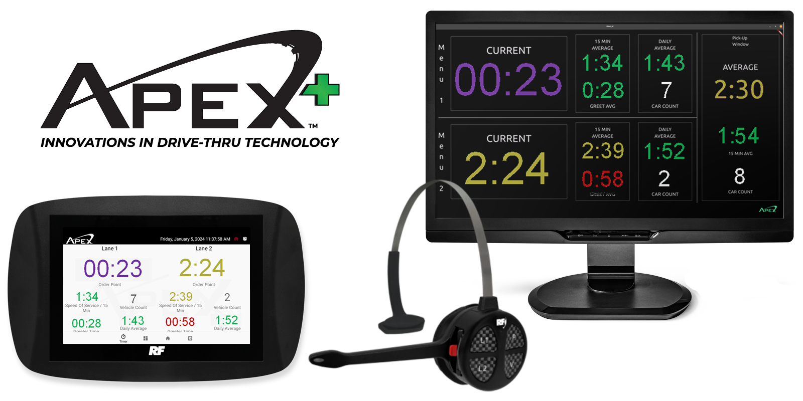 APEX Plus: The first drive-thru system with speed-of-service timing built-in.